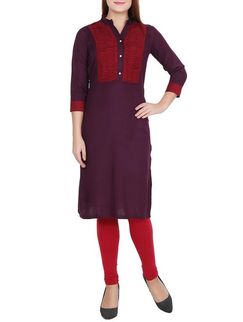 straight purple kurta - 15349138 - Very Small Image - 1
