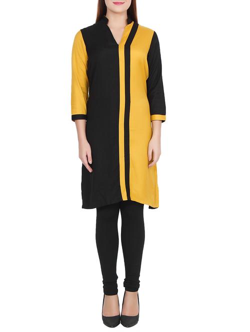 straight color block kurta - 15349140 - Very Small Image - 1