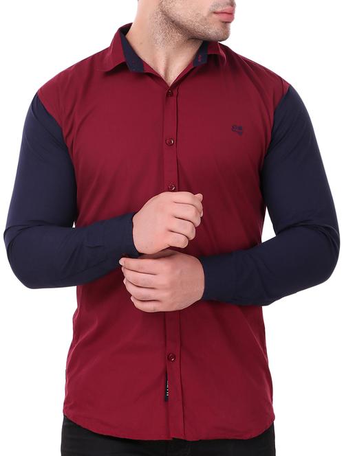 maroon cotton casual shirt - 15349194 - Very Small Image - 1