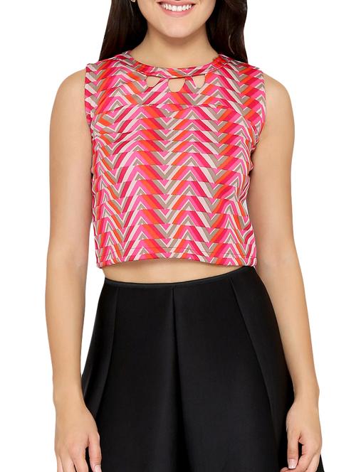 chevron key hole neck crop top - 15349239 - Very Small Image - 1