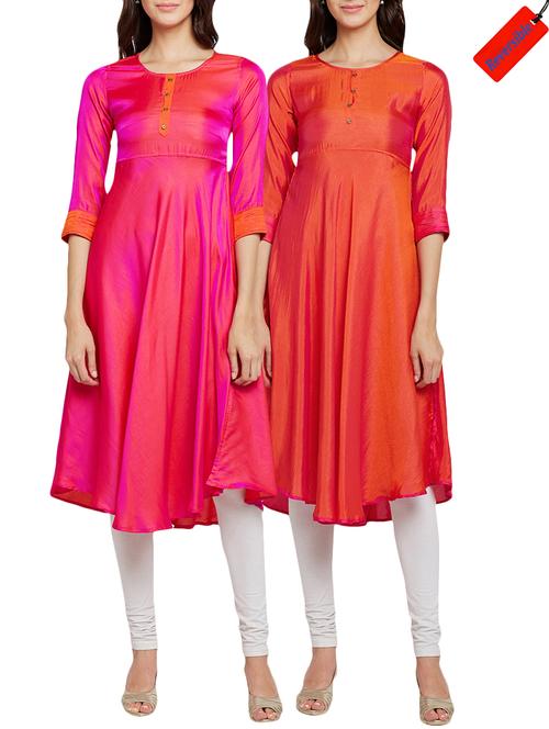 pink silk combos kurta - 15349449 - Very Small Image - 1
