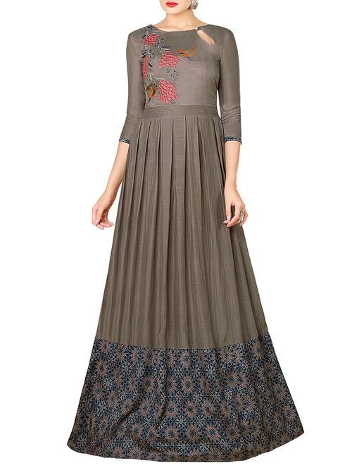 embroidered flared gown - 15349492 - Very Small Image - 1
