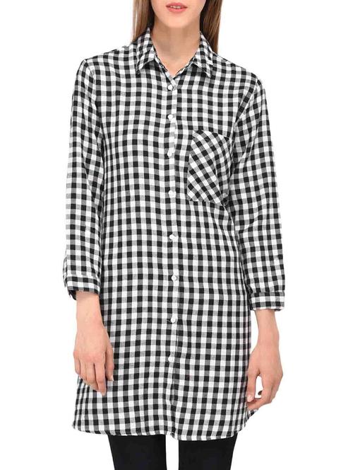 checkered shirt tunic - 15350142 - Very Small Image - 1