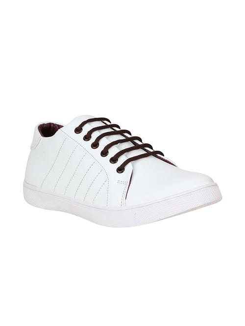 white leatherette lace up sneaker - 15350354 - Very Small Image - 1