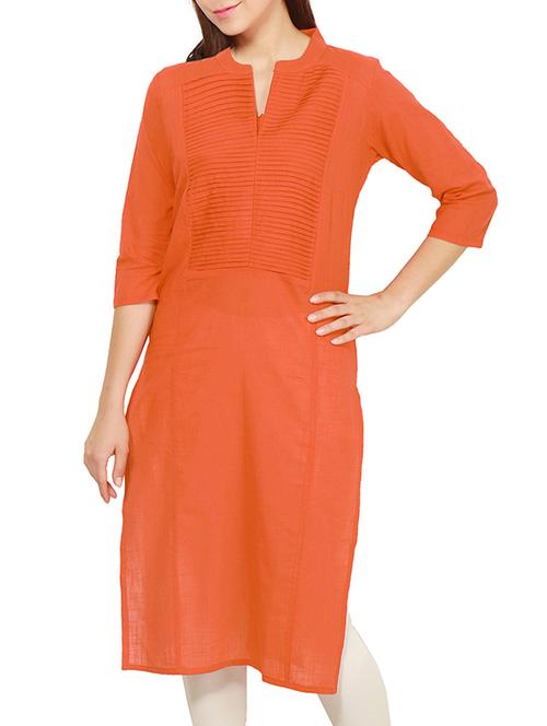 orange straight kurta - 15350400 - Very Small Image - 1