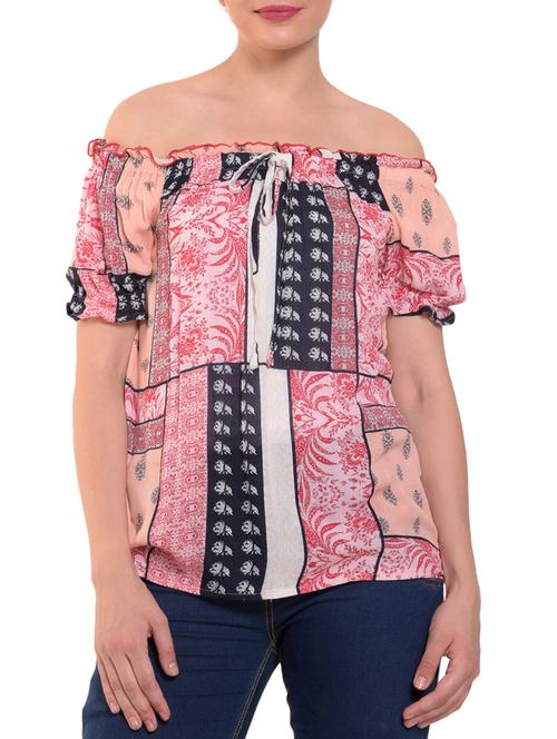 off shoulder printed top - 15350630 - Very Small Image - 1