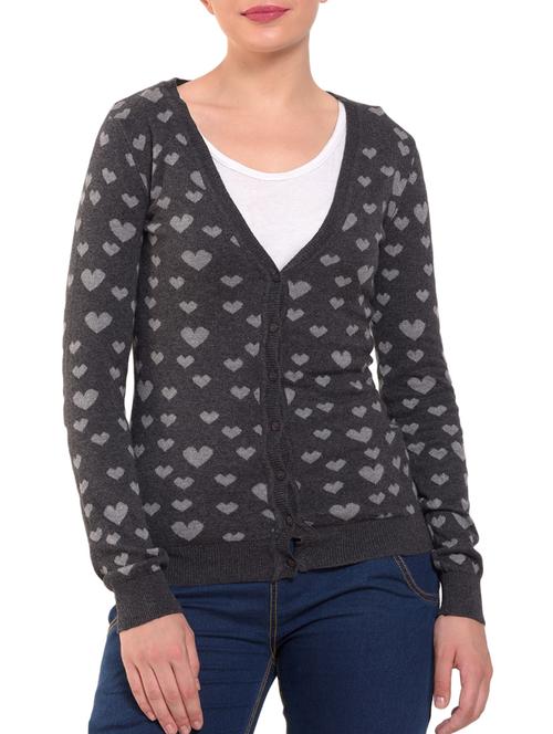 heart print knitted cardigan - 15350637 - Very Small Image - 1