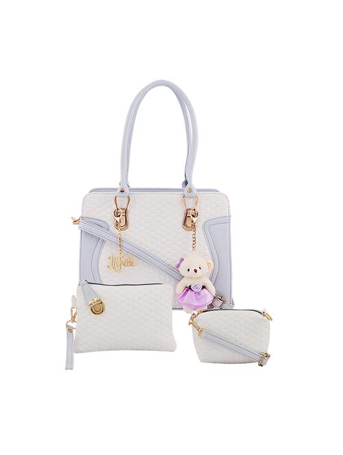 white leatherette (pu) combo handbag - 15351170 - Very Small Image - 1