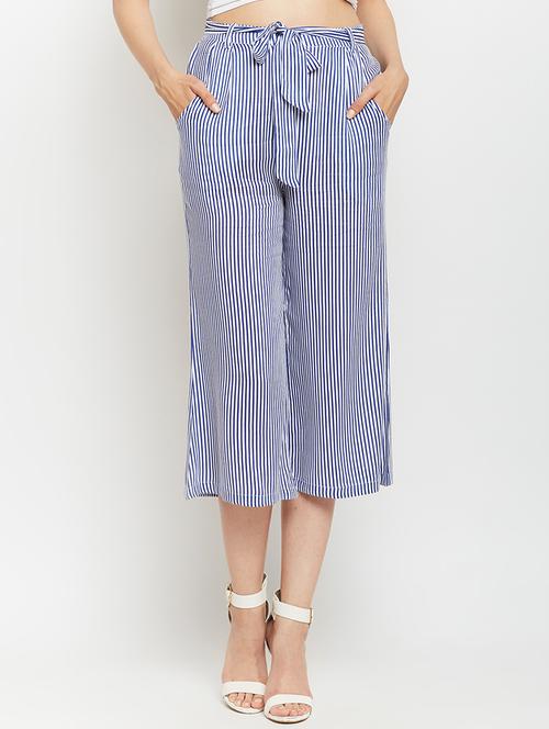 striped pleated culottes - 15351295 - Very Small Image - 1