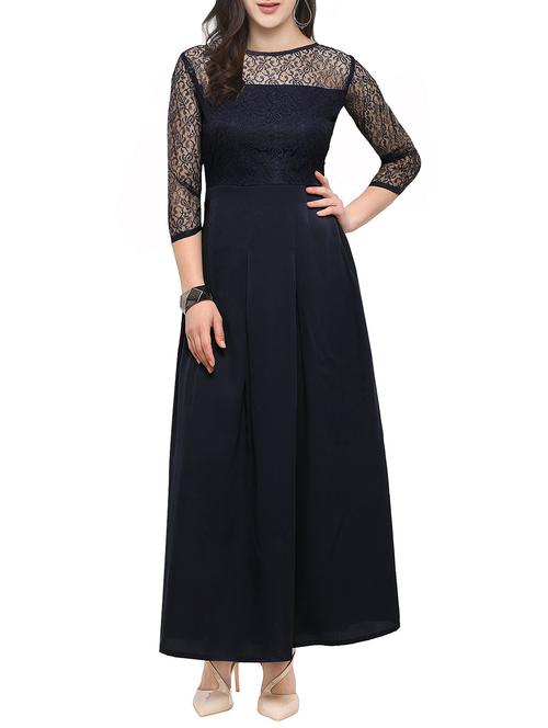 floral lace detail pleated maxi dress - 15351320 - Very Small Image - 1