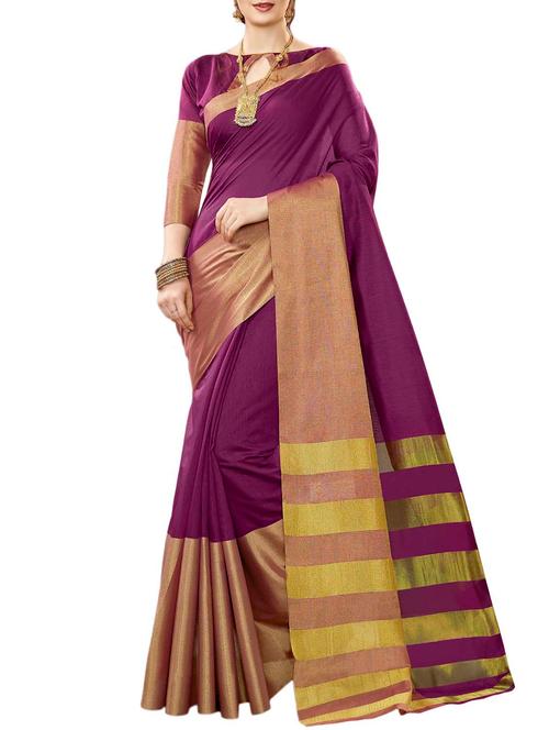 zari border striped pallu saree - 15351329 - Very Small Image - 1