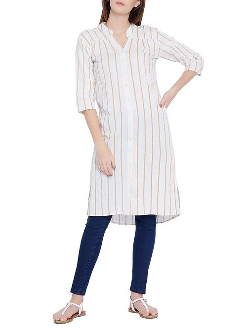 striped mandarin neck tunic - 15351481 - Very Small Image - 1