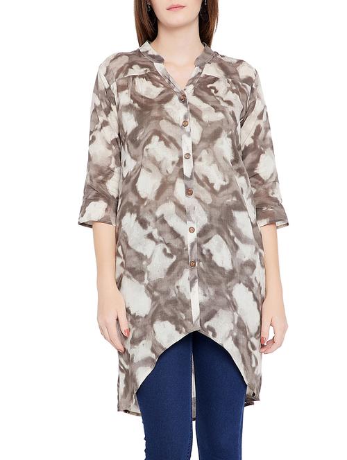 mandarin neck asymmetric tunic - 15351483 - Very Small Image - 1