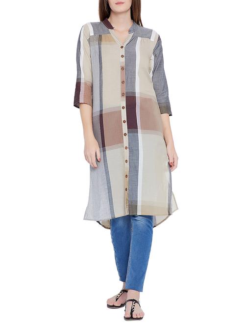 mandarin neck side slits tunic - 15351484 - Very Small Image - 1