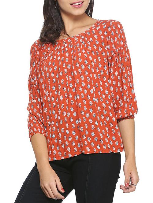 floral gathered neckline top - 15351981 - Very Small Image - 1