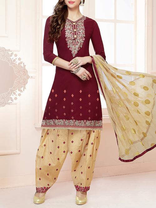 embroidered unstitched salwar suit - 15352055 - Very Small Image - 1