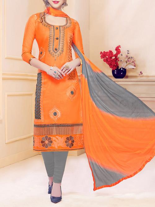embroidered unstitched churidaar suit - 15352065 - Very Small Image - 1