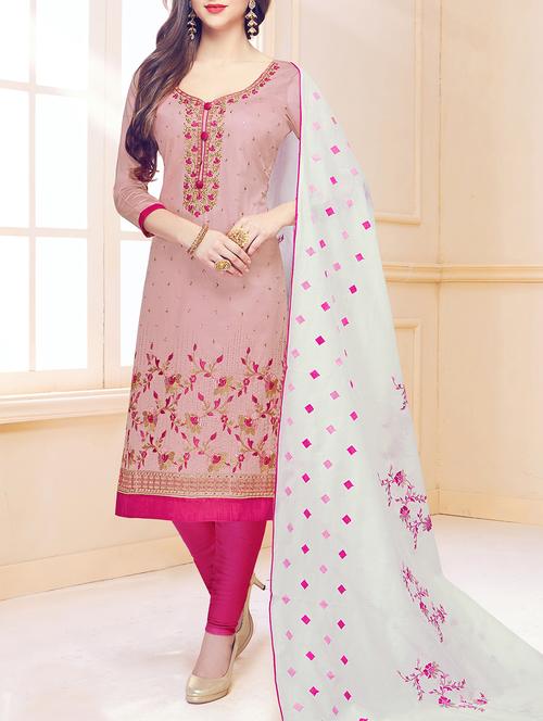 embroidered unstitched churidaar suit - 15352073 - Very Small Image - 1