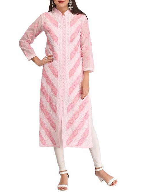 chikankari anarkali kurta - 15352267 - Very Small Image - 1