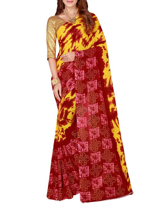tie & dye printed saree with blouse - 15352649 - Very Small Image - 1