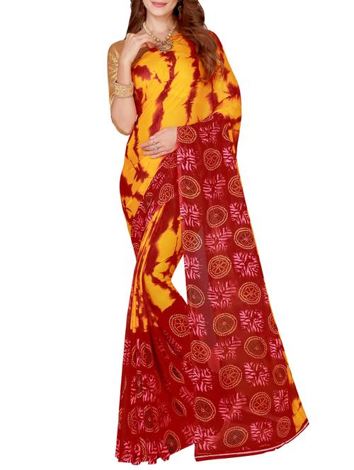 tie & dye printed saree with blouse - 15352657 - Very Small Image - 1