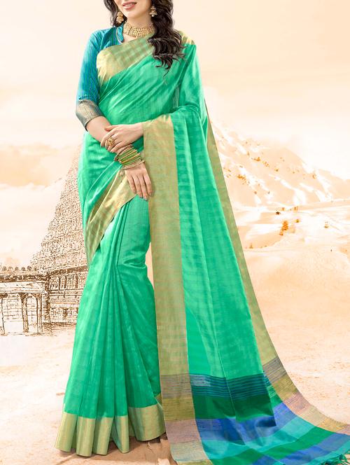 Delicate golden border saree with blouse - 15352874 - Very Small Image - 1