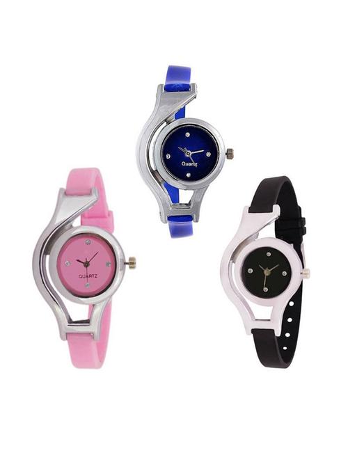 silver color leather latest combo watches - 15353690 - Very Small Image - 1