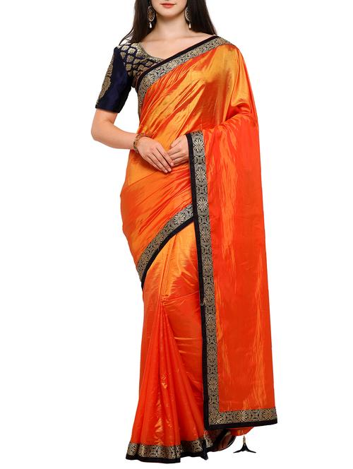 zari lace border saree with tassels with blouse - 15353772 - Very Small Image - 1