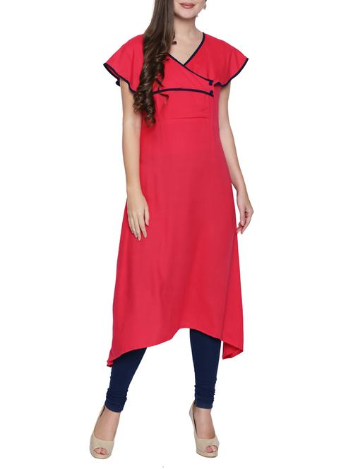 asymmetric color block kurta - 15353878 - Very Small Image - 1