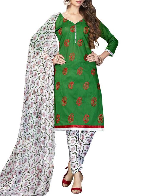 embroidered unstitched churidaar suit - 15354139 - Very Small Image - 1