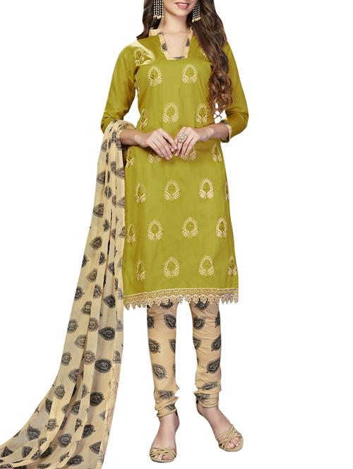 embroidered unstitched churidaar suit - 15354143 - Very Small Image - 1