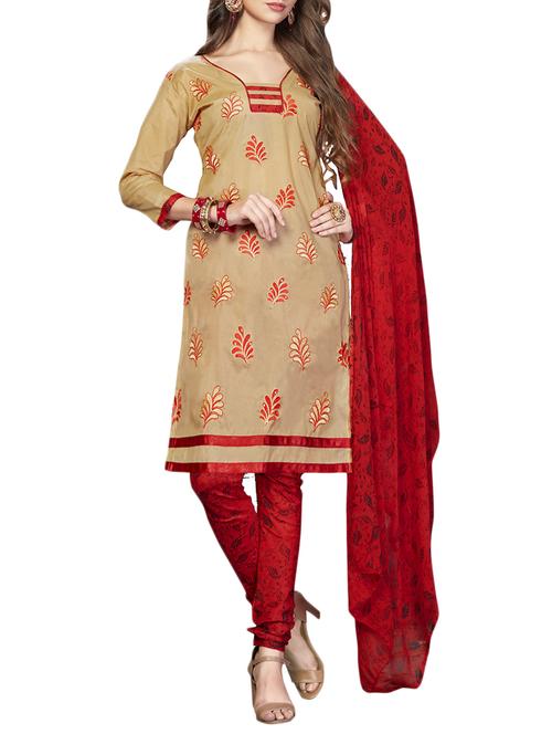 embroidered unstitched churidaar suit - 15354146 - Very Small Image - 1