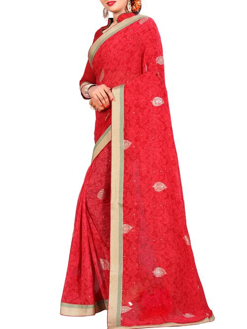 floral printed saree with blouse - 15354255 - Very Small Image - 1