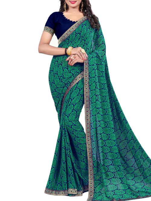 ditsy floral printed saree with blouse - 15354256 - Very Small Image - 1