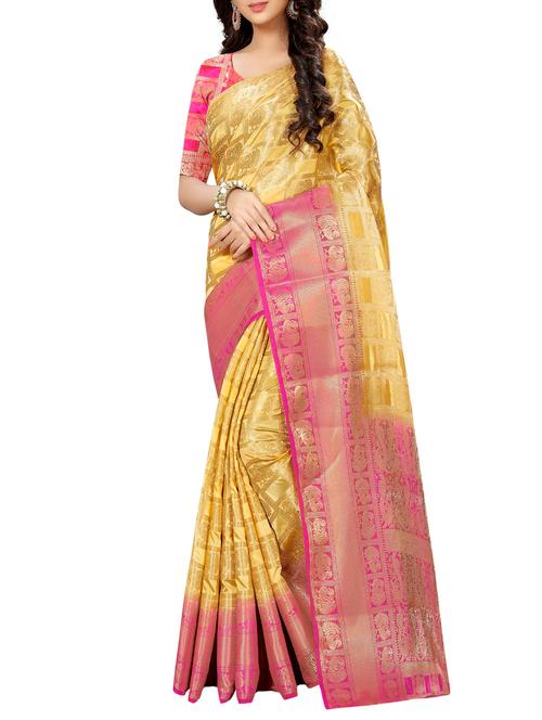 zari woven banarasi saree with blouse - 15354315 - Very Small Image - 1