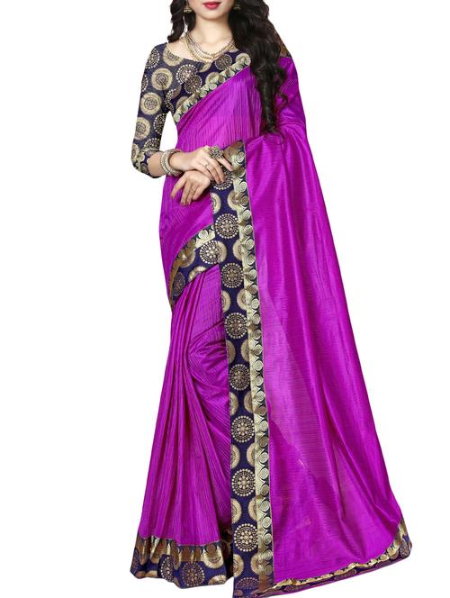 jacquard lace border saree with blouse - 15354597 - Very Small Image - 1