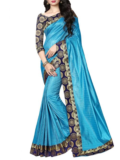jacquard lace border saree with blouse - 15354598 - Very Small Image - 1