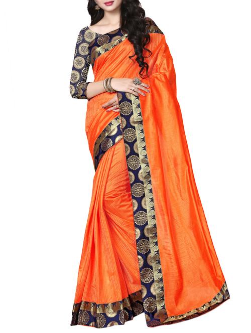 jacquard lace border saree with blouse - 15354600 - Very Small Image - 1