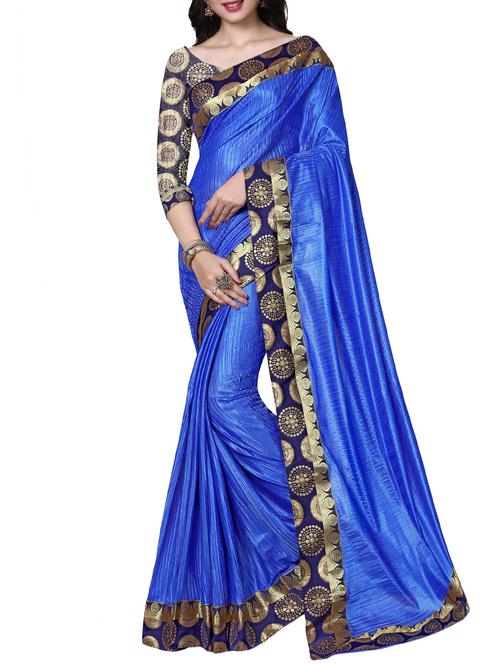 jacquard lace border saree with blouse - 15354601 - Very Small Image - 1