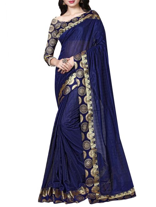 jacquard lace border saree with blouse - 15354602 - Very Small Image - 1
