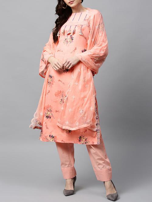digital floral printed unstitched straight pant suit - 15354686 - Very Small Image - 1