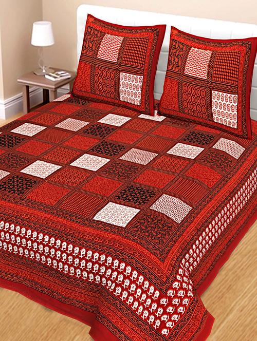 cotton double bedsheet with 2 pillow covers - 15355234 - Very Small Image - 1