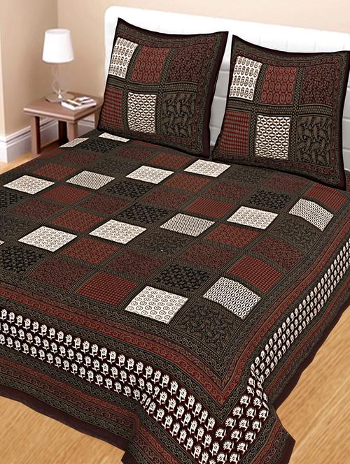 cotton double bedsheet with 2 pillow covers - 15355237 - Very Small Image - 1