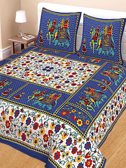 cotton double bedsheet with 2 pillow covers - 15355239 - Very Small Image - 1
