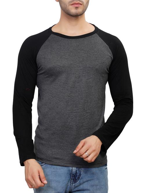 grey cotton color block tshirt - 15355425 - Very Small Image - 1