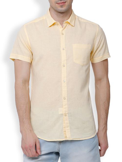 yellow cotton linen casual shirt - 15355651 - Very Small Image - 1