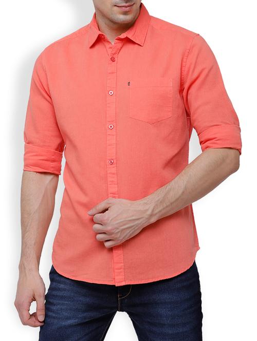 orange cotton linen casual shirt - 15355652 - Very Small Image - 1