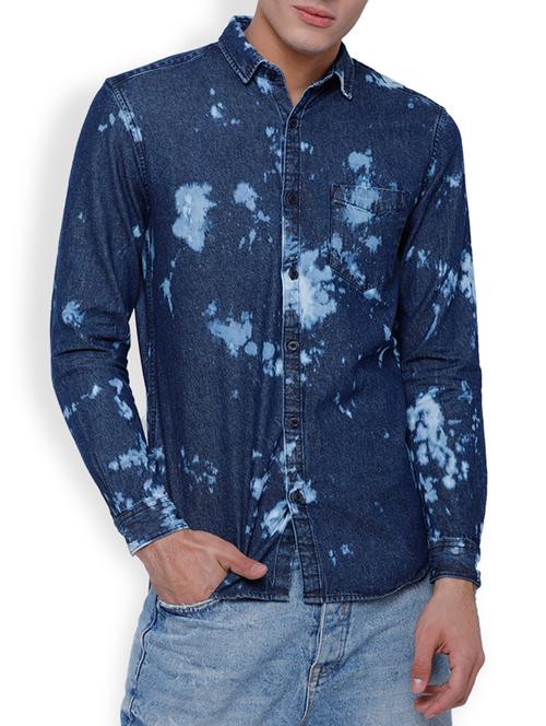 dark blue cotton casual shirt - 15355706 - Very Small Image - 1