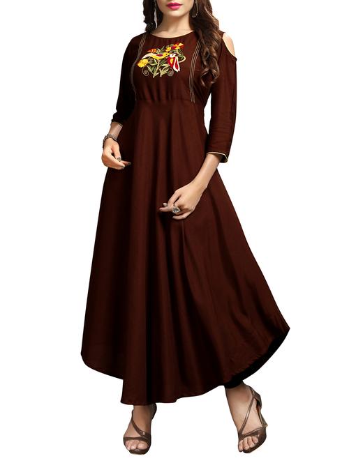 embroidered flared kurta - 15359030 - Very Small Image - 1