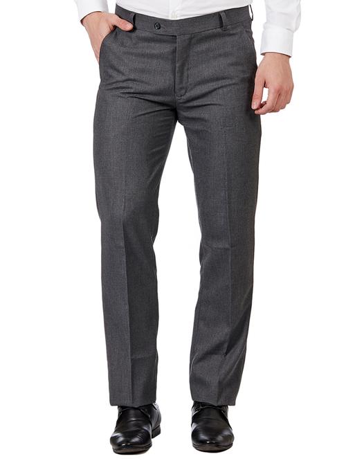 grey polyester flat front formal trouser - 15359112 - Very Small Image - 1